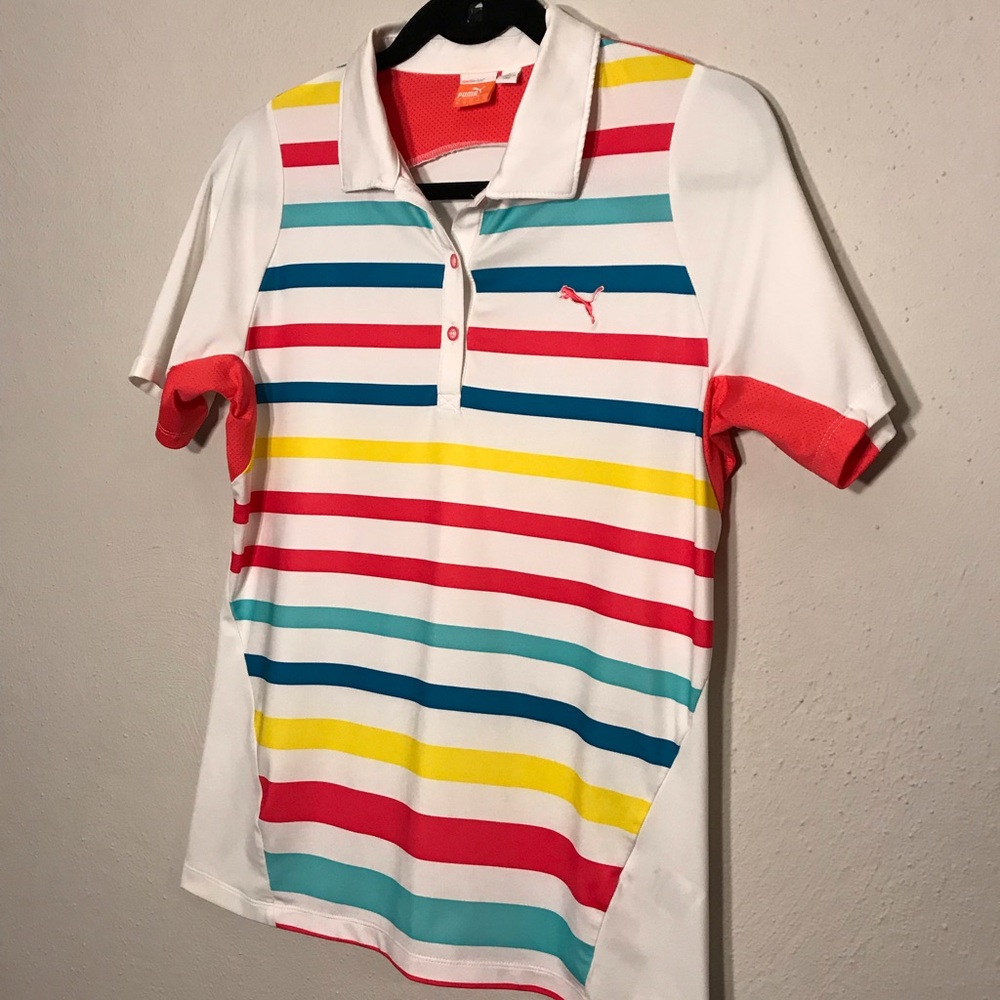 Puma striped golf polo